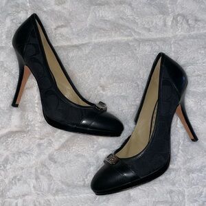 COACH CAMILLE SIGNATURE & LEATHER PUMP HEELS